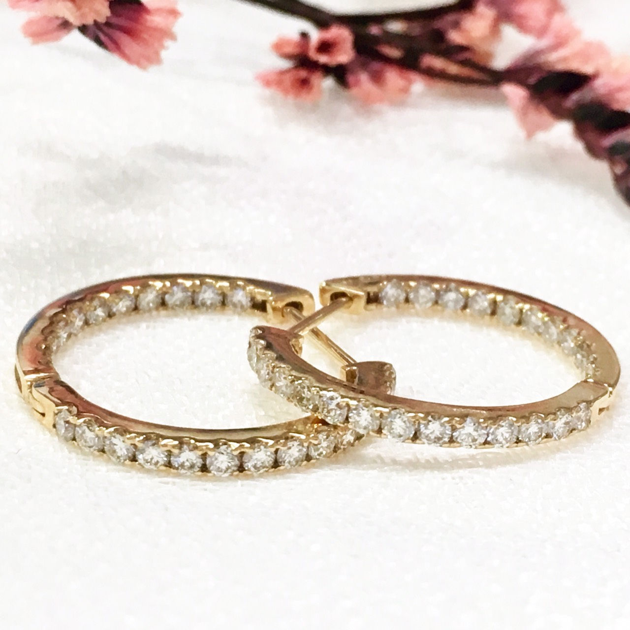 18k金 氣質圈圈鑽石耳環