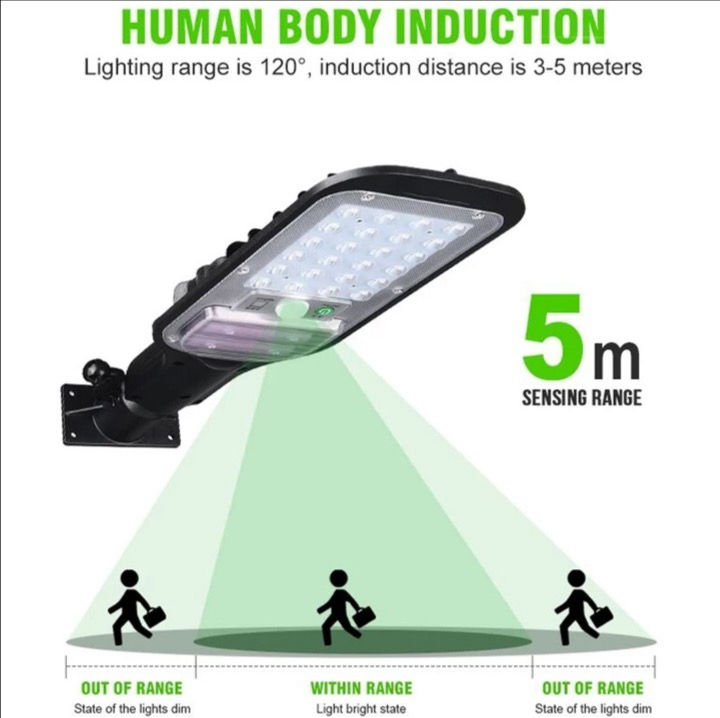 Miniatura: Faro lampione stradale pannello solare sensore di movimento 24 LED 120W