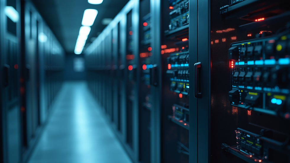 Close-up of computer server setup