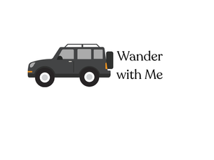 Wander with Me text next to a black Jeep