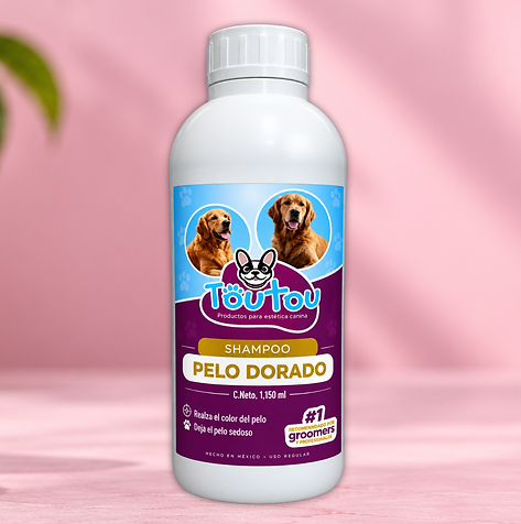 Shampoo Toutou Pelo Dorado de 1,150 ml para perros
