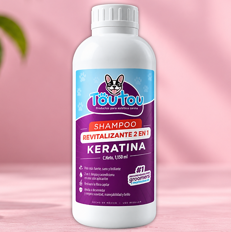 Shampoo Toutou Keratina 2 en 1 de 1,150 ml para perros