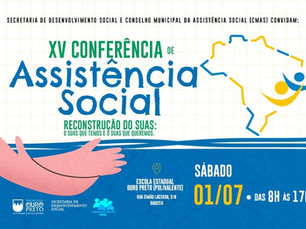 XV Conferência Municipal de Assistência Social será realizada em 1º de julho