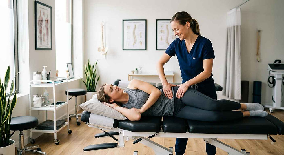Female pelvic chiropractic adjustment