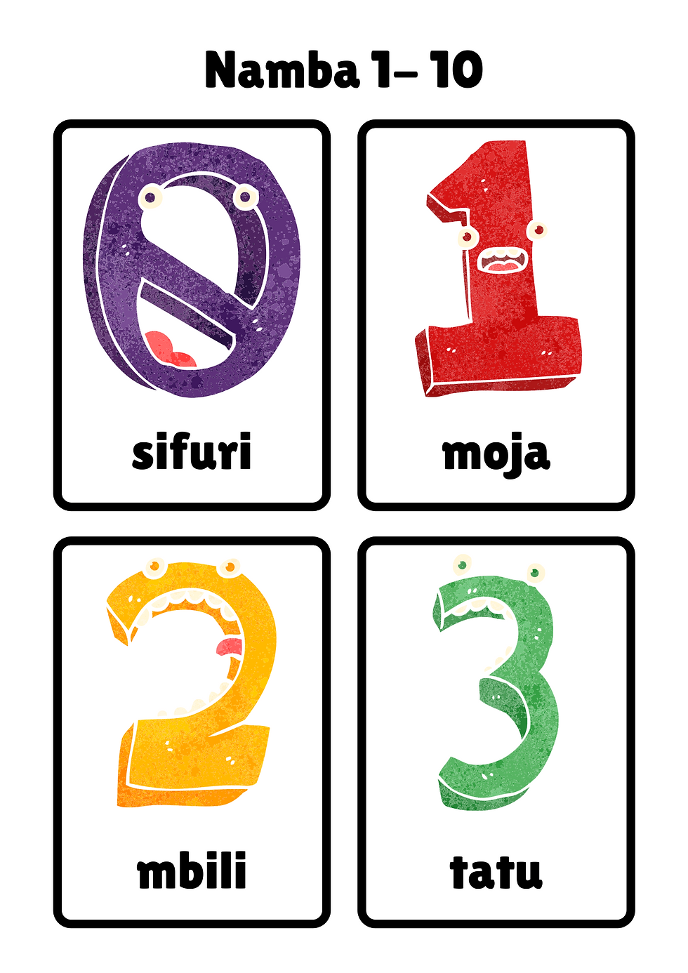 Namba_Number  Swahili Flashcards