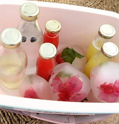 100% fresh juice and water kept cool in cooler