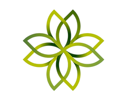 A colourful variation of the Luna Green Lifestyle logo, featuring bold green and yellow petal-like shape