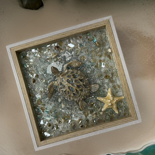8x8 Two-Toned White and Beachy Sand Frame – Coral Sea Turtle