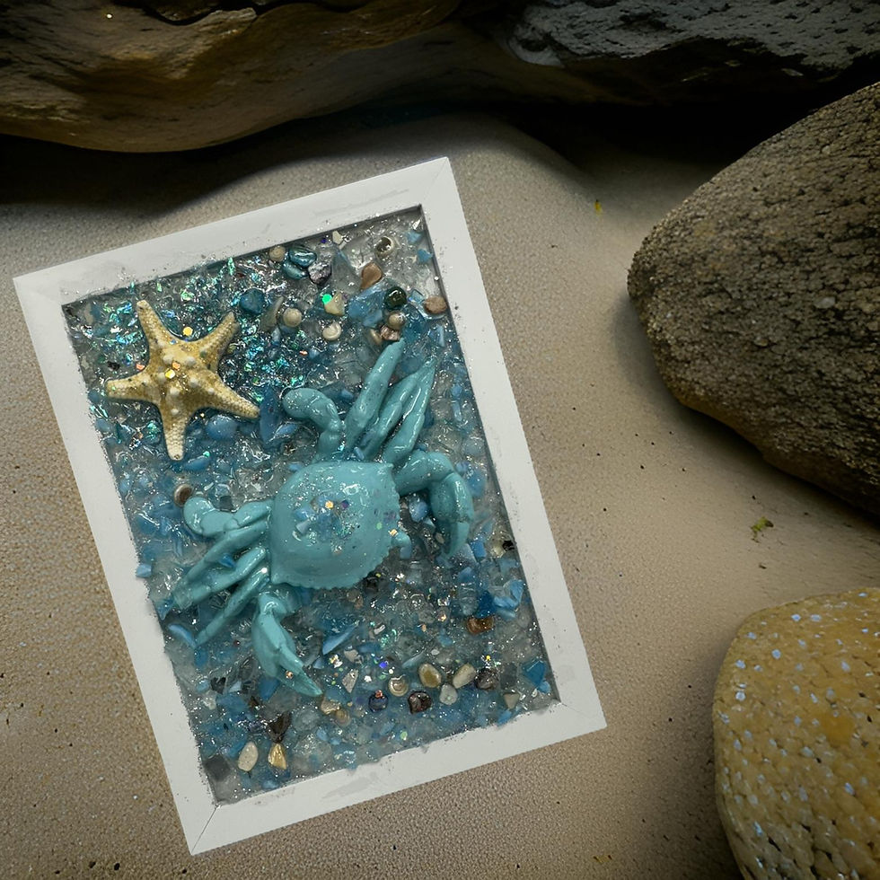 Thumbnail: "Handcrafted Blue Crab Beach Art - 5x7 Frame with Seashell and Starfish Accents"