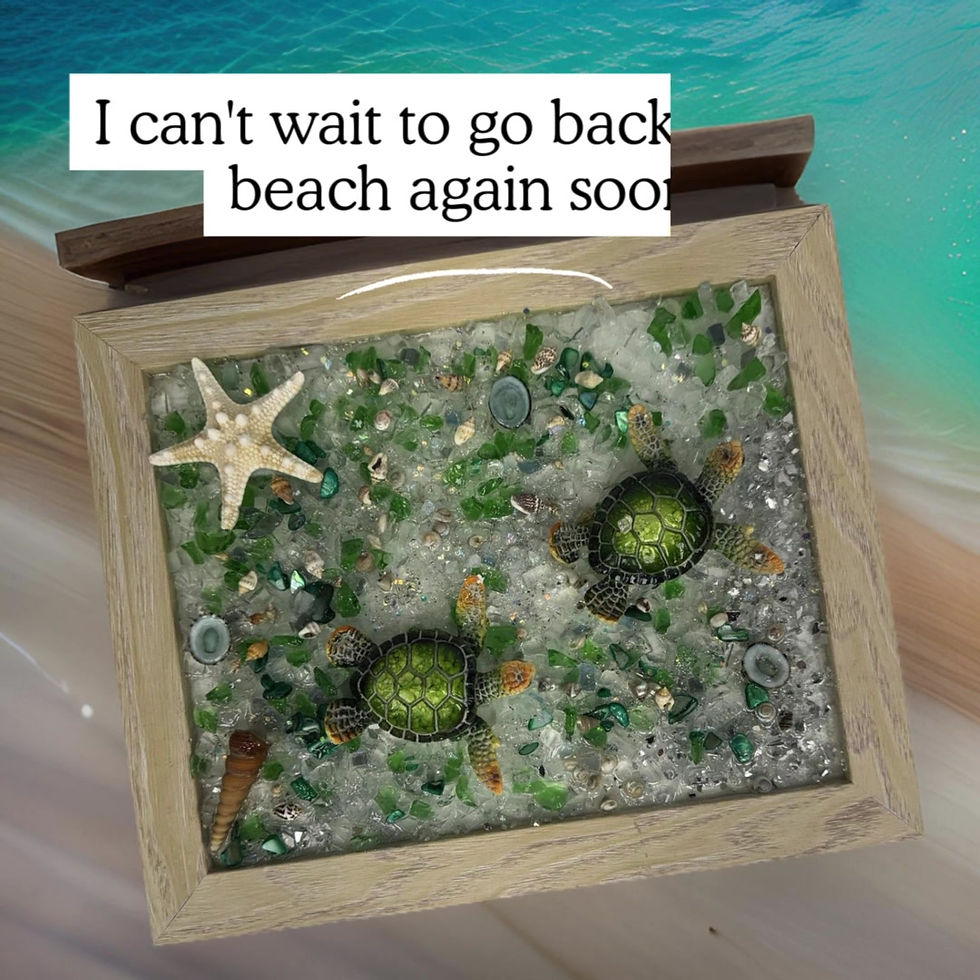 Thumbnail: "8x10 Sand Frame Coastal Art – Two Green Turtles with Sparkling Glass Water, Bea
