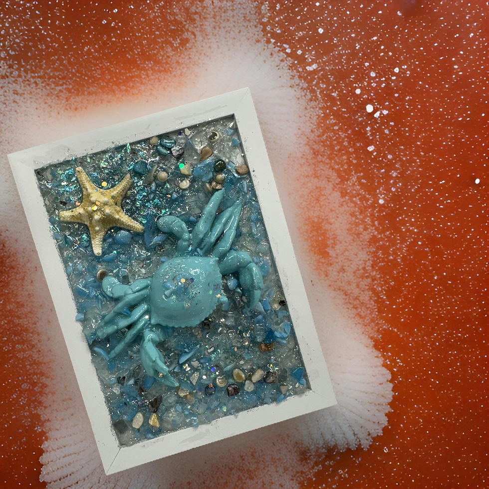 Thumbnail: "Handcrafted Blue Crab Beach Art - 5x7 Frame with Seashell and Starfish Accents"
