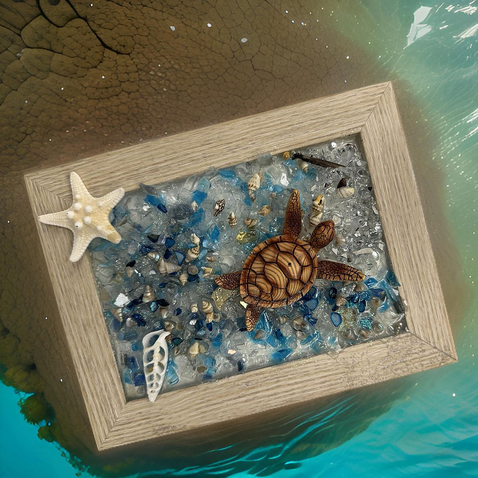 Thumbnail: 5x7 Beachy Sand Frame with Turtle and Seashell Accents