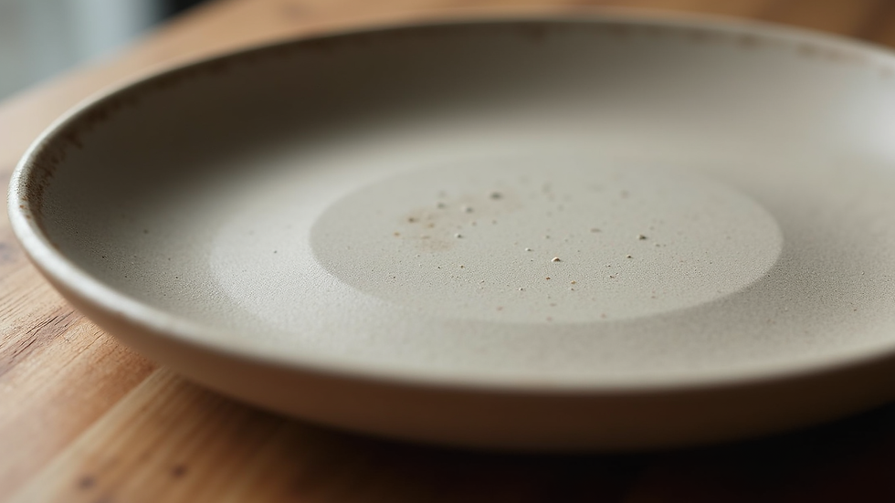 Close-up view of a durable stoneware plate with a matte finish