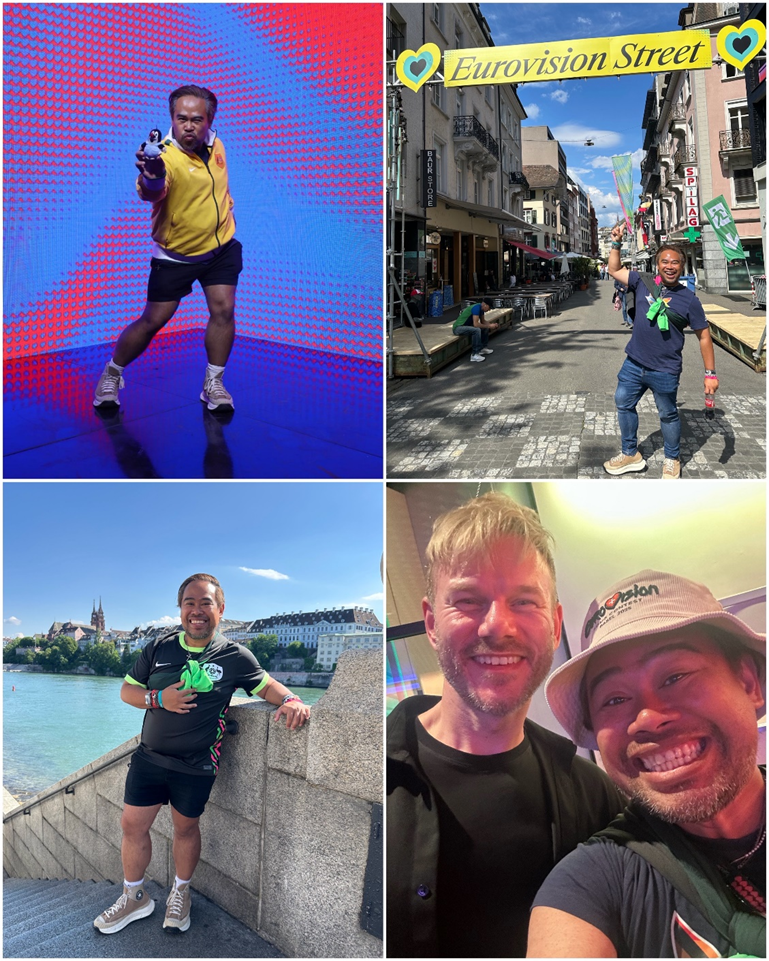 Me enjoying my time at my first in-person Eurovision Song Contest in Basel in 2025 – even ran into Tom from KEiiNO at the Euroclub.