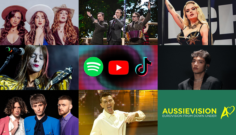 A compilation of Eurovision charting artists for the week of 3 April 2025