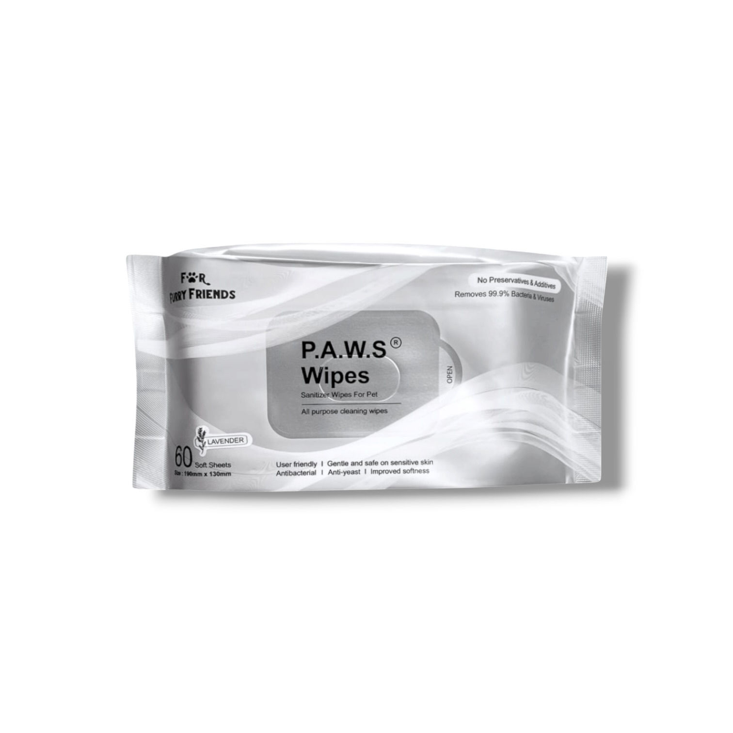 For Furry Friends P.A.W.S Wipes (Lavender)
