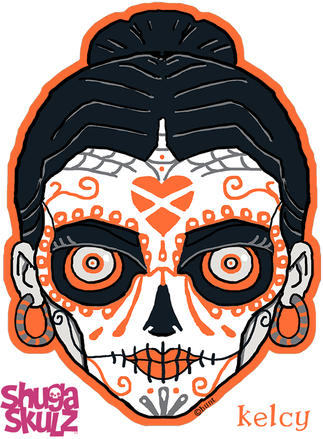 kelcy | shuga skulz ™ (3" vinyl sticker)