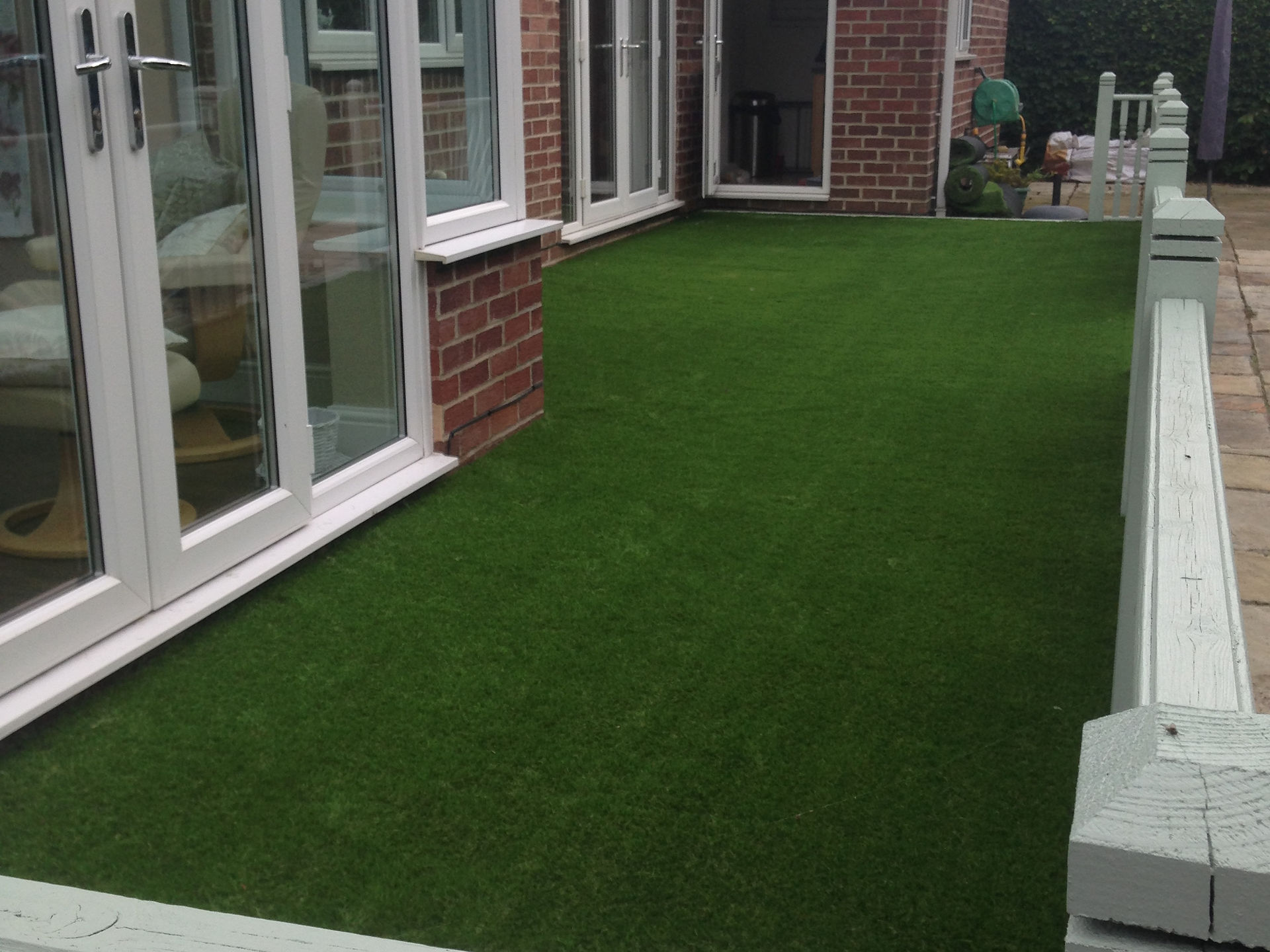 Artificial grass on decking
