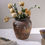 Thumbnail: Vintage Rustic Ceramic Bud Vase, Large Round Terracotta Flower Pot, Handcrafted