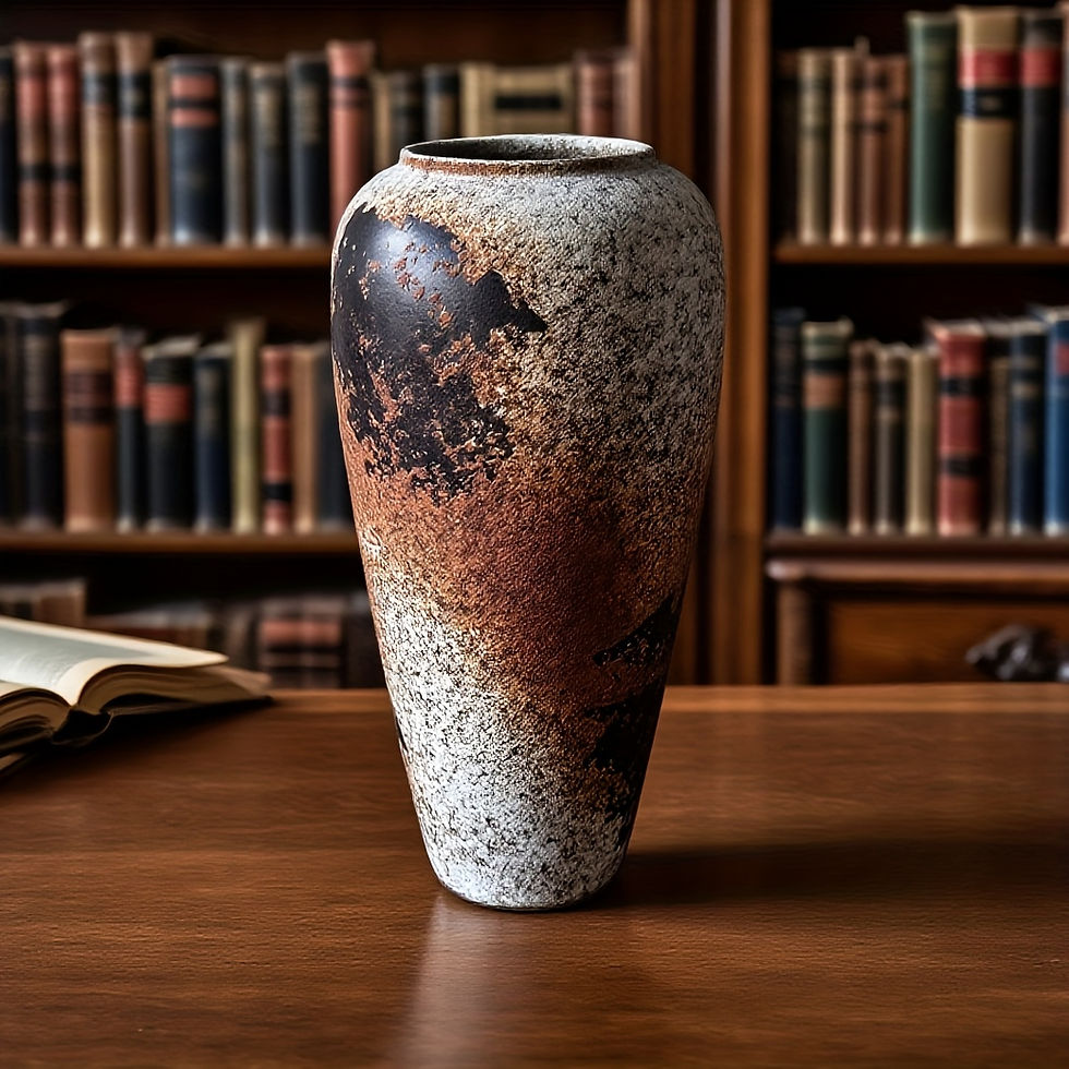 Thumbnail: 1pc Vintage Rustic Ceramic Vase, Country Style Vase, Farmhouse Terracotta Vase,