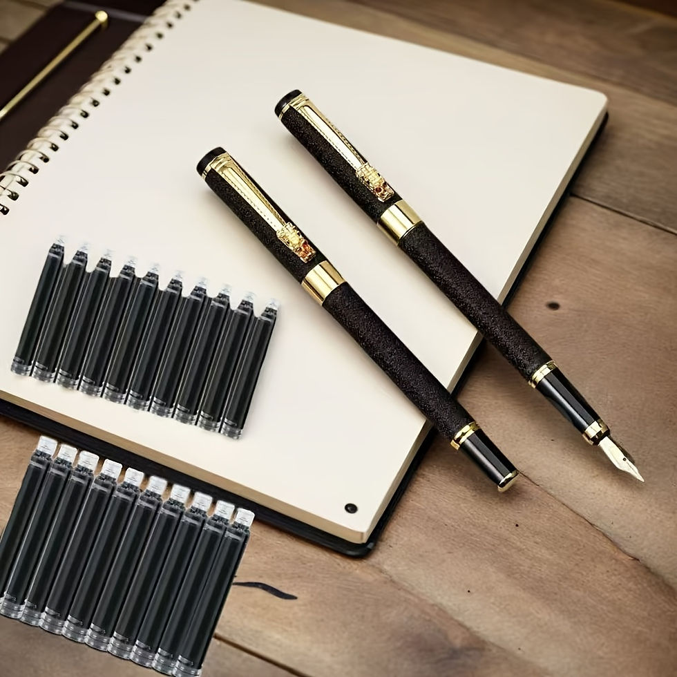 Thumbnail:  Two Executive Fountain Pens | 20Ink Cartridges | Head Executive Pen Set-Matte 