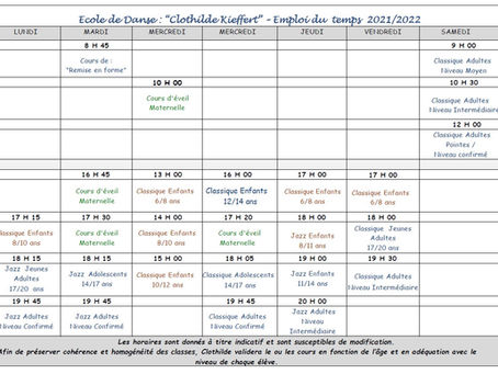 MISE A JOUR - PLANNING ANNEE 2021-2022