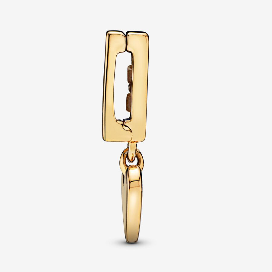 Miniatura:  dangling heart clip charm banhado ao ouro 14k