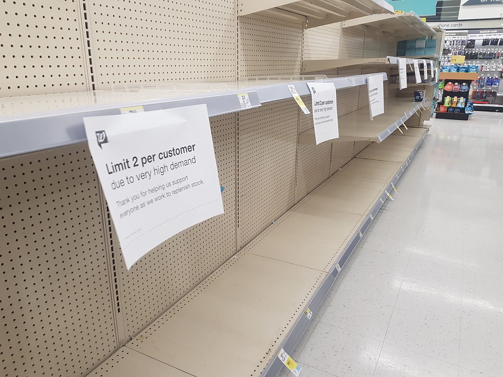 Many stores across the country ran out of toilet paper, such as this Walgreens in Paradise, Las Vegas. Photo: Johannes Becht