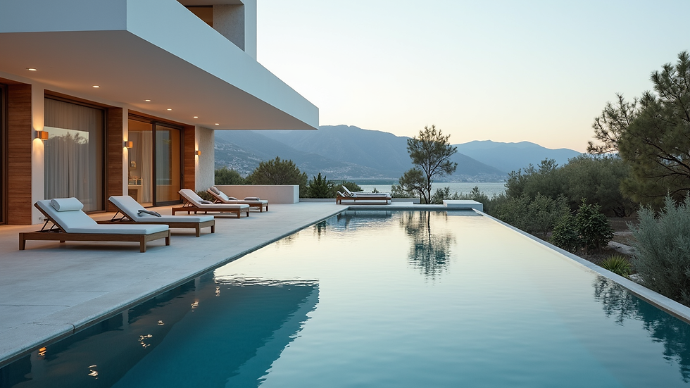 Geniş açıdan Bodrum’da modern bir lüks villa