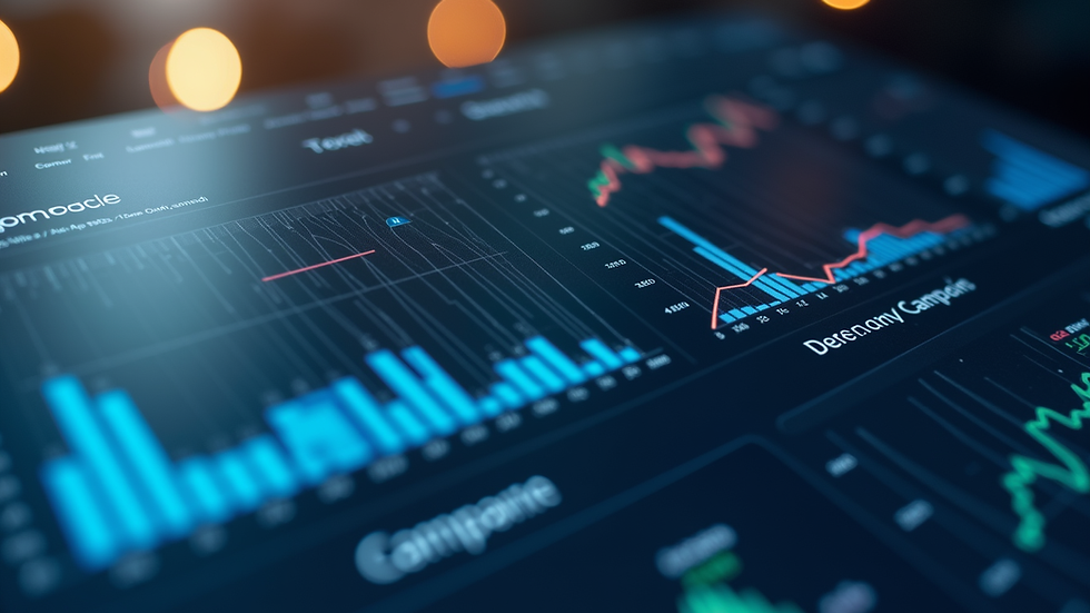 Close-up view of a digital marketing dashboard showing campaign metrics