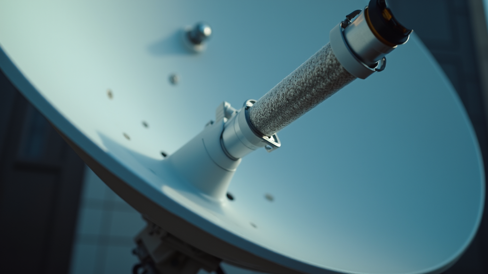 close-up view of coaxial cable connected to satellite LNB
