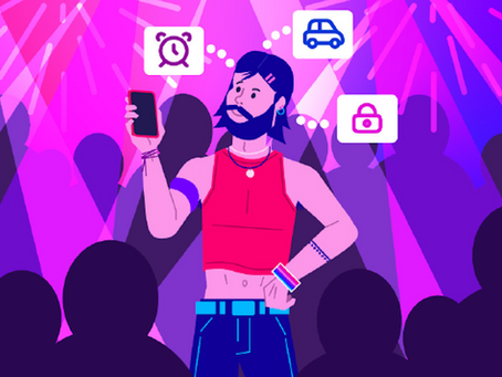 LGBTQ+ individual in an LGBTQ+ club holding a smartphone and thinking about best authentication practices.