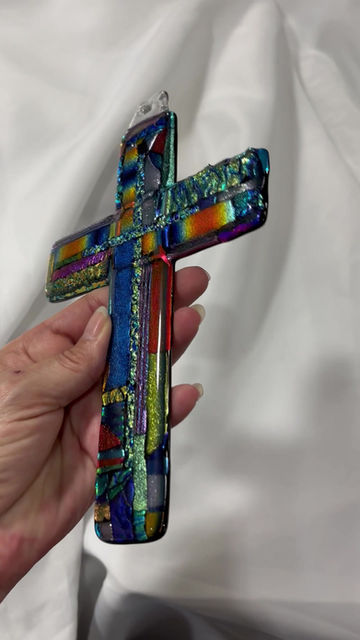 Thumbnail: Art Glass Cross (Passion) - Medium Size
