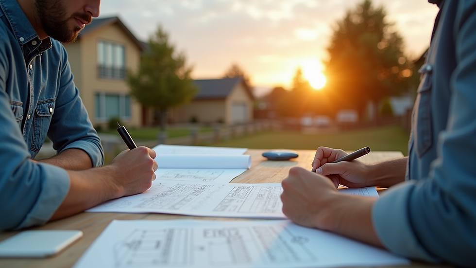 Eye-level view of a contractor discussing plans with a homeowner