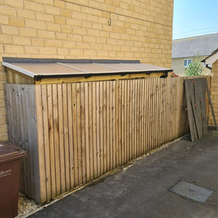 bespoke joinery made to measure outdoor storage shed outbuilding in side of property garden in Leeds