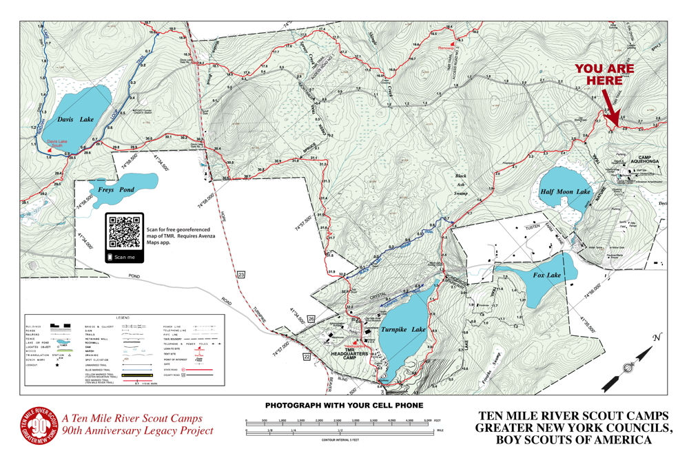 TMR Trail Map Sign (Camp Aquehonga, Southbound)