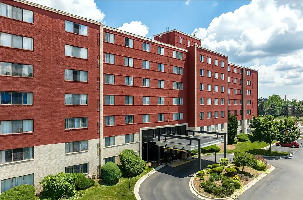 exterior of regal towers apartment building