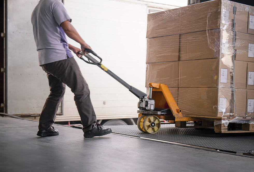warehouse worker unloading boxes