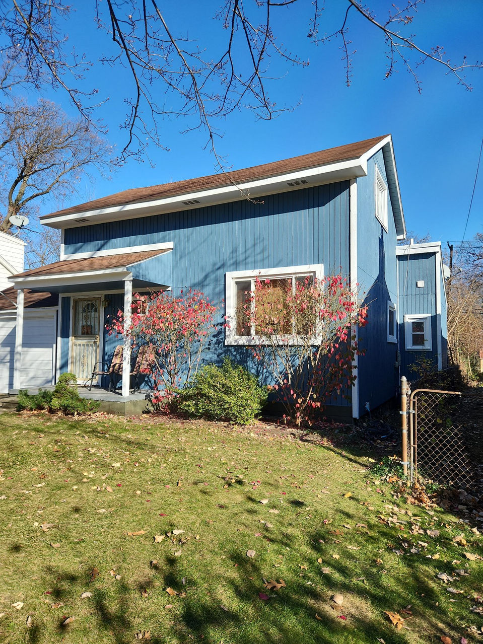 Blue exterior of house
