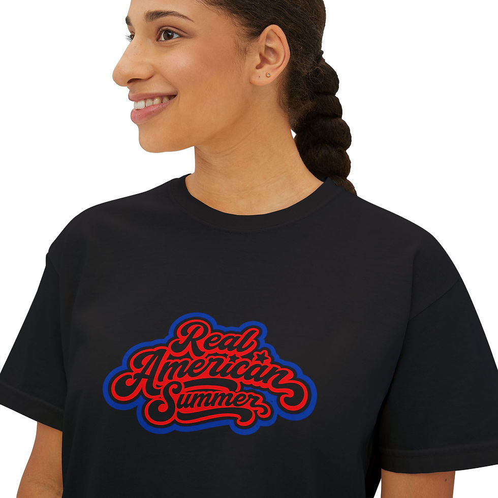Thumbnail: Real American Summer Tee — Women's Boxy Vintage Graphic Shirt