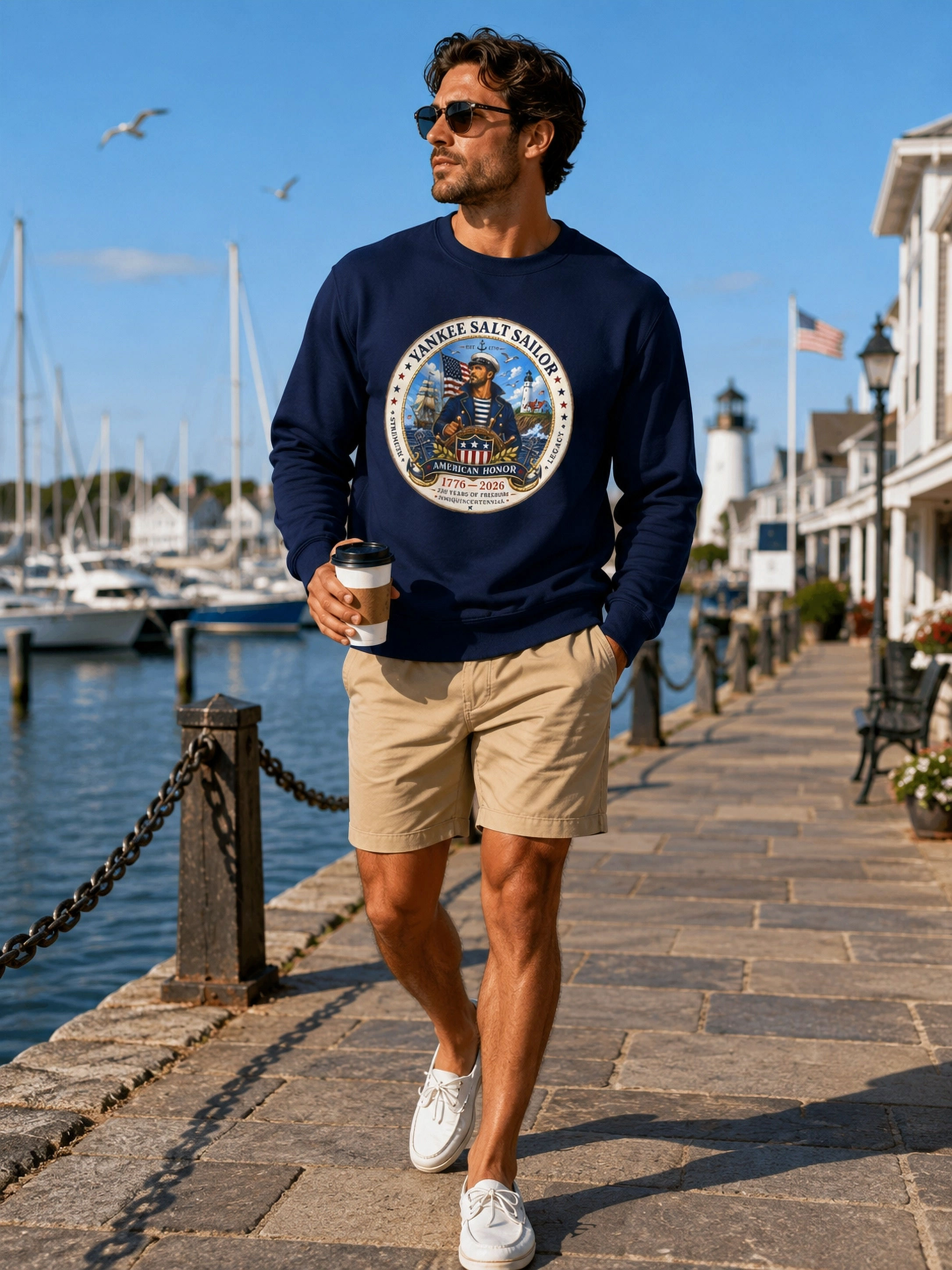 Yankee Salt Sailor vintage nautical emblem Sweatshirt | American sailing badge