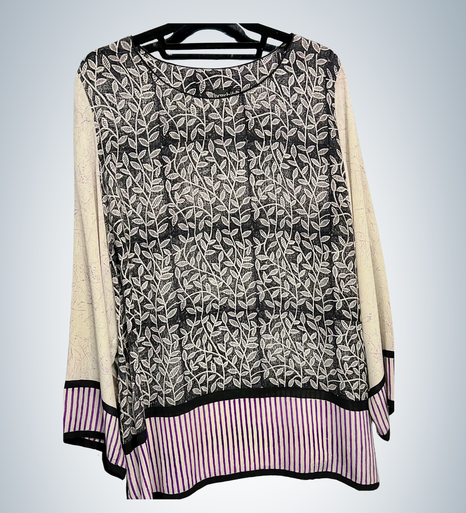 Black & Cream Vine Harshita Tunic