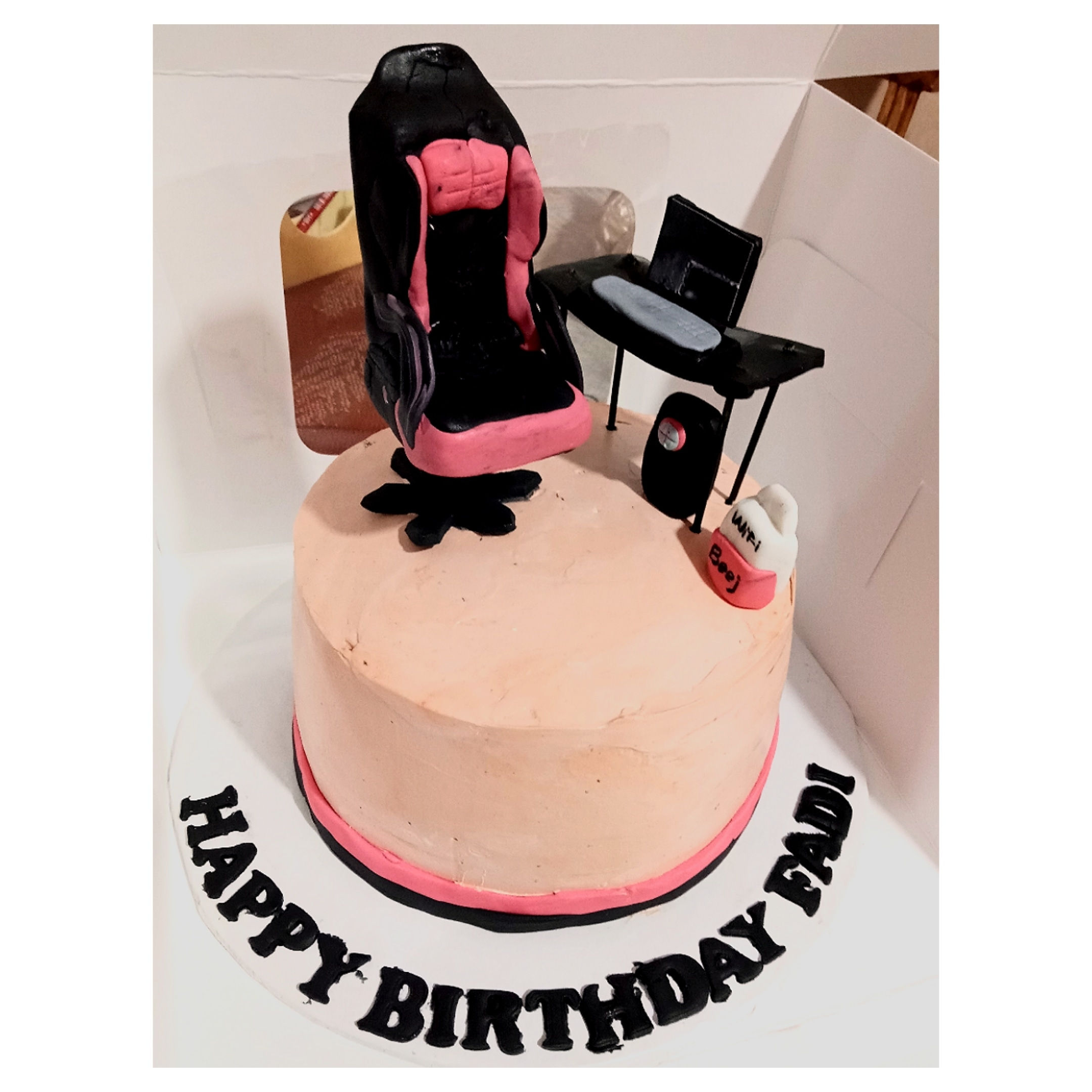 3lbs Gamer theme cake with chocolate flavor inside.