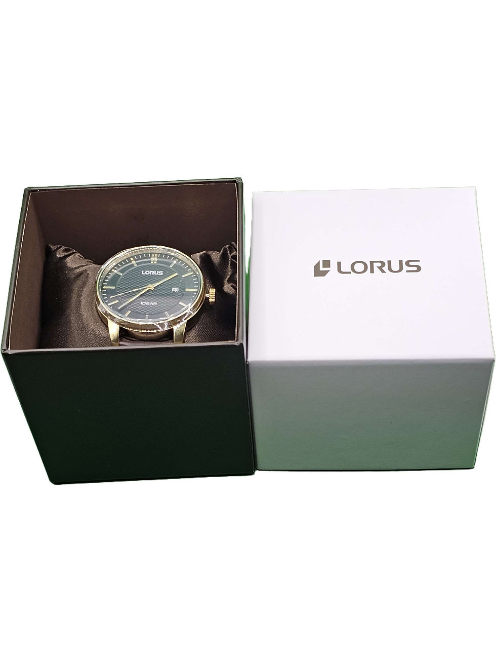 Thumbnail: Lorus Mens Black Date Dial Brown Leather Strap Watch RH980NX9

