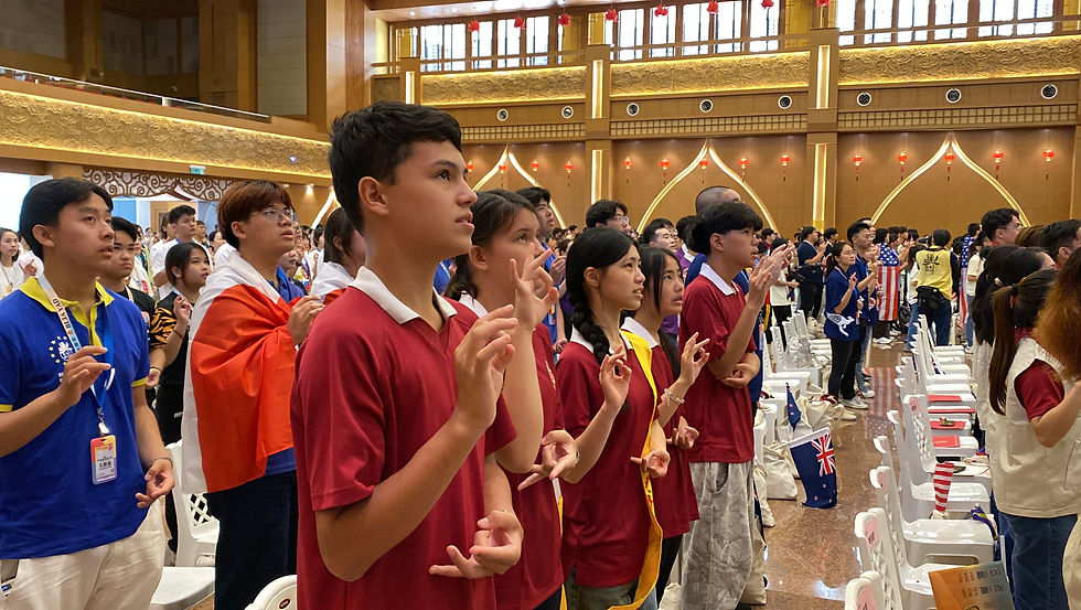 The D.C. YAD form lotus mudras during the opening ceremony.