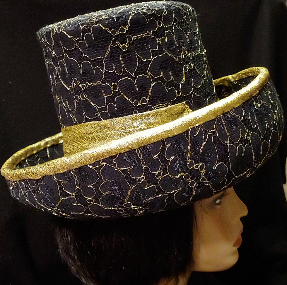 Thumbnail: Black & gold lace hat