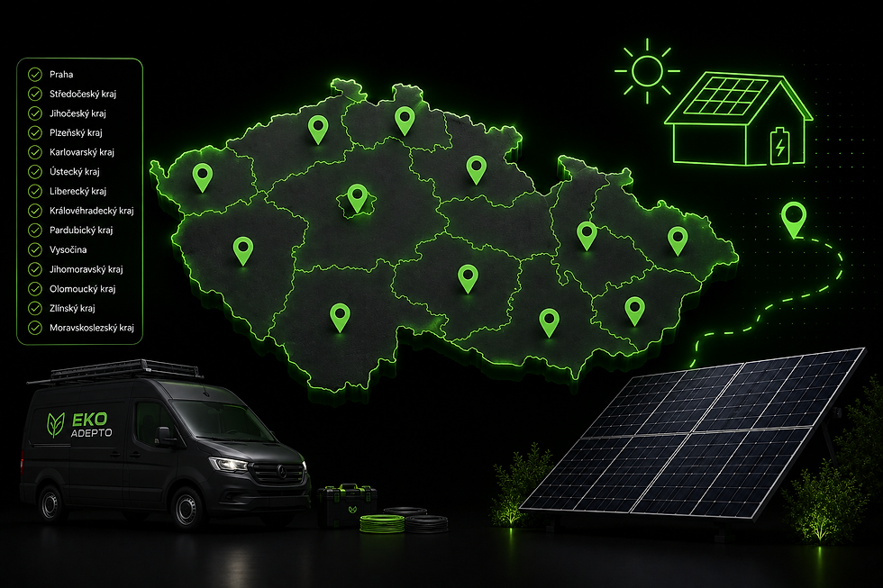 Přehled montážních firem podle jednotlivých krajů České republiky. Ilustrační obrázek k výběru firmy pro instalaci fotovoltaické elektrárny podle regionu.