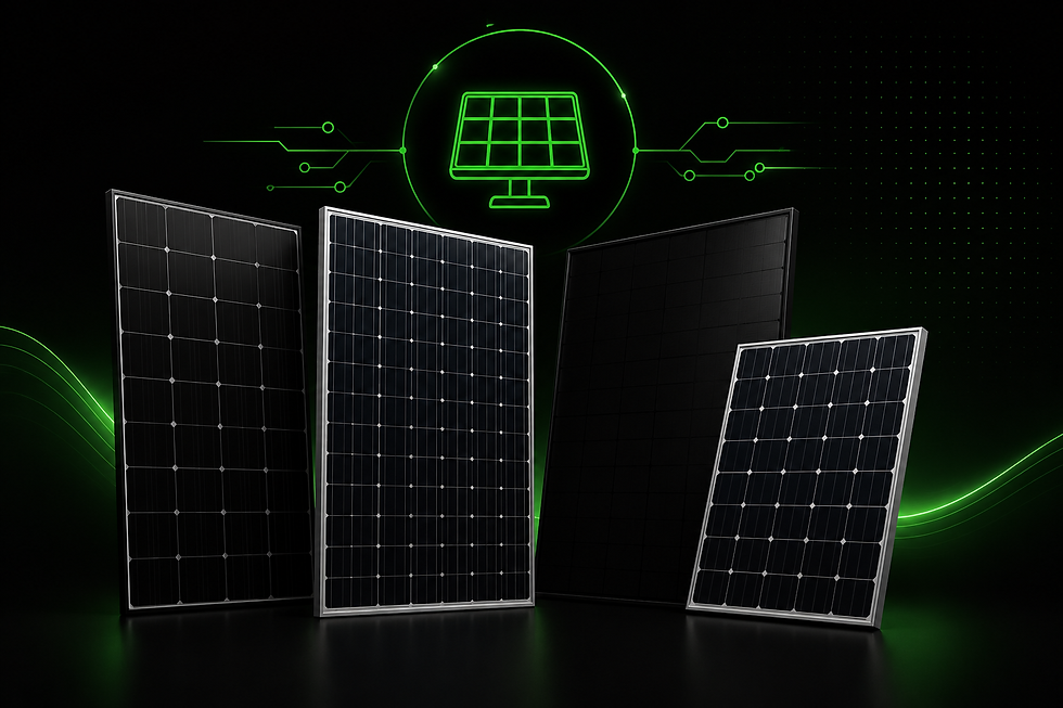 Přehled výrobců fotovoltaických panelů. Ilustrační obrázek moderních solárních panelů pro rodinné domy i komerční instalace.