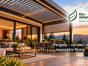 Pergoly v praxi. Osobně navštívené firmy, bioklimatické pergoly, pevné střechy, orientace, odvodnění, stínění a příprava montáže.
