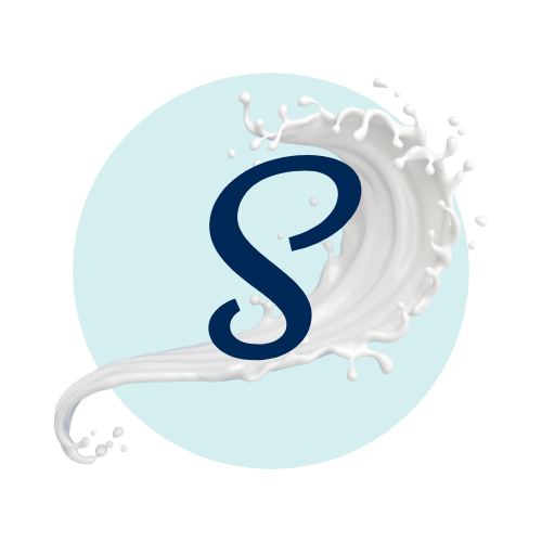 Letter S with a swoosh of milk